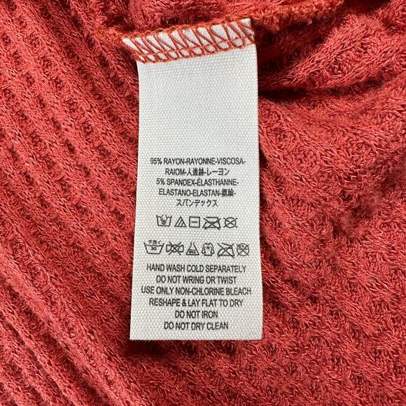 Free People We the Free Top Womens XS Rust Red Kristina Waffleknit Thermal Cowl - Picture 6 of 8